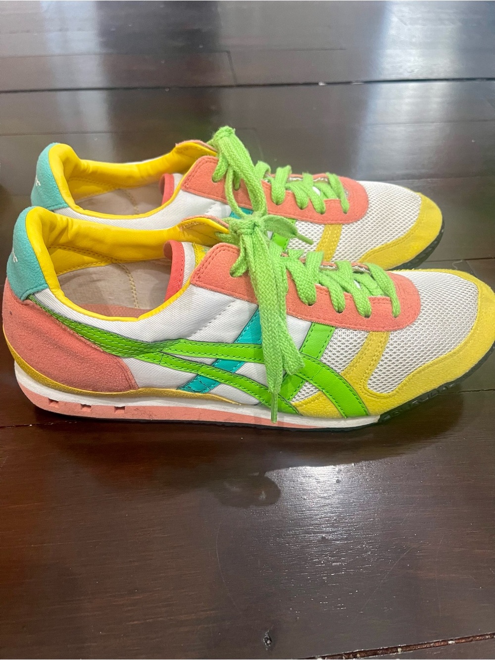 Women’s Onitsuka Tiger Green Lace-Up Athletic Sneakers Multi-Color Size 10